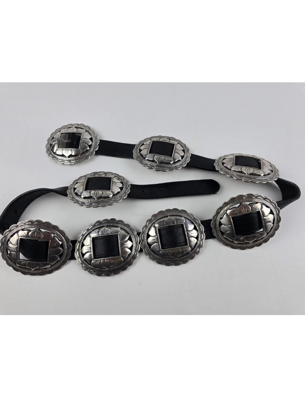 Brighton Heavy Sunflower Black Leather Sliding Concho Belt XL